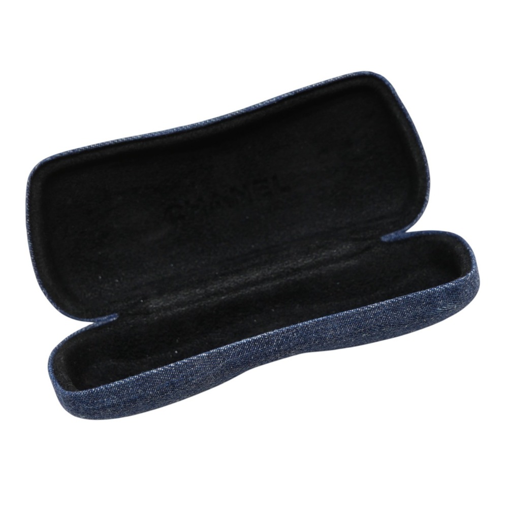 Chanel Sunglasses Eyeglasses Hard Case Blue Denim Quilted CC Logo Authentic - Picture 3 of 6